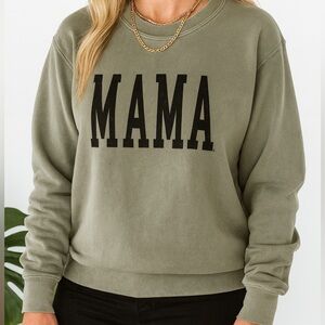 Mama Mom crewneck Sz Sm Viral Sweatshirt Sweater Green‎ Boho Indie Casual Lounge